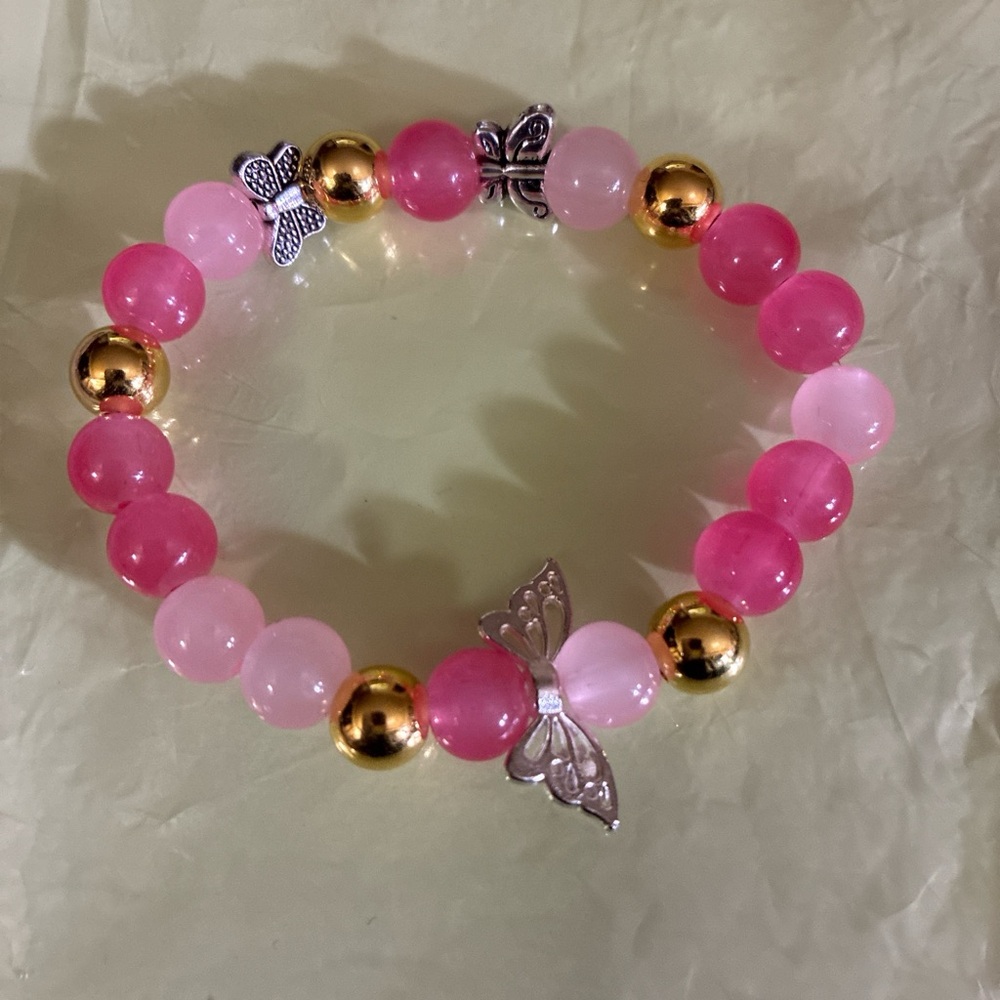 Charming Pink and Gold Butterfly Bracelet